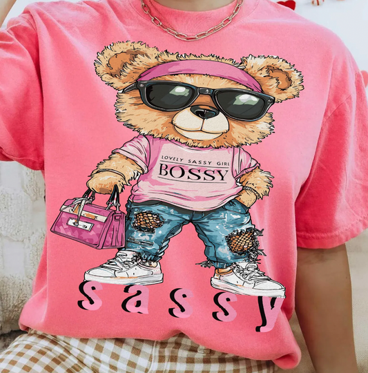 Sassy Bossy Teddy Bear  DTF Transfer