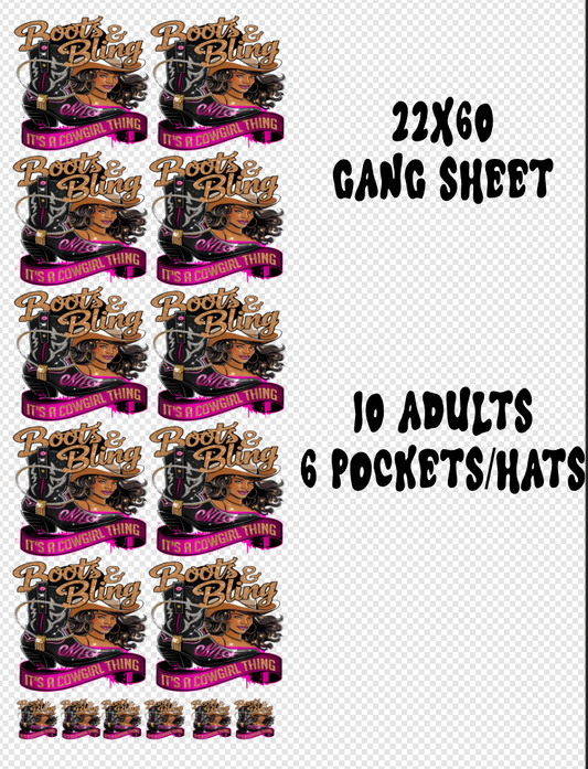 22x60 Boots and Bling 2.0 Transfer