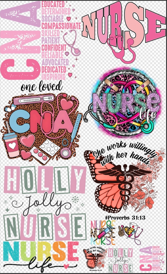 22x36 Nurse 2   Gang Sheet Transfers