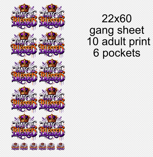22x60  That Girl Blessed Graffiti  Gang Sheet Transfer