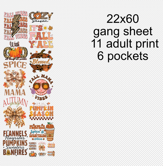 22x60  Fall Gang Sheet Transfers