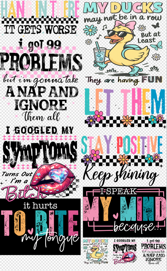 22x36 Funny/Sarcasm 2 Gang Sheet Transfers