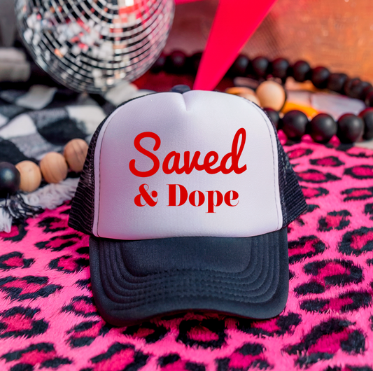 Saved and Dope   3 inch Hat Transfers