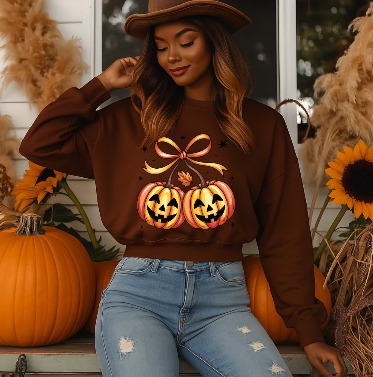 Coquette Pumpkin Cherries Autumn DTF Transfer