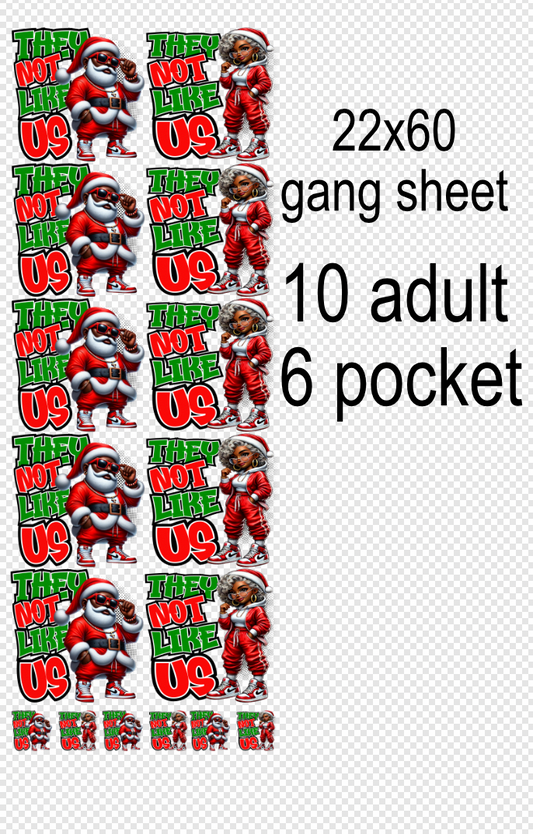 DTF Gang Sheet 22x60 – “They Not Like Us” Christmas Transfer for Custom Tees