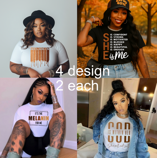 4 Melanin Prints 2 each  DTF  Transfers (2.0)