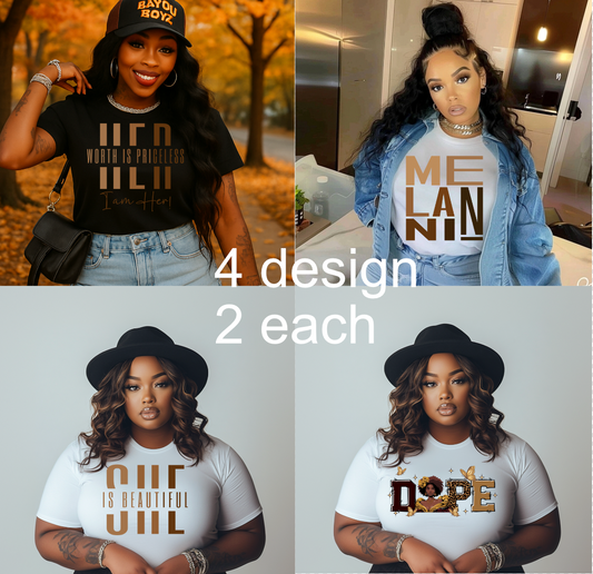 4 Melanin Prints 2 each  DTF  Transfers