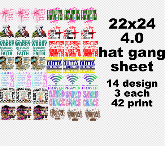 Christian 2.0 DTF Gang Sheet 22x24 + Trucker Hat Size Transfers for Just $0.58 Each Print