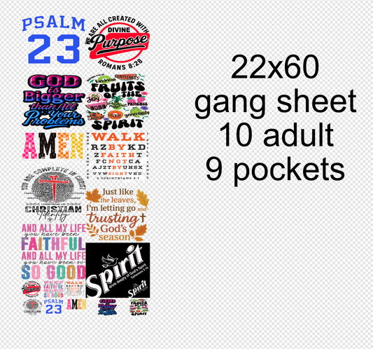 22x60 New Christian  DTF Gang Sheet