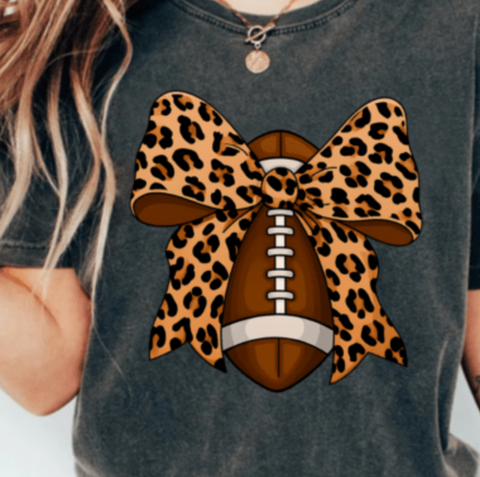 Game Day Football Leopard Bow  Transfers