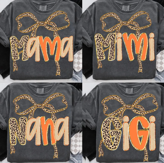 Preppy Fall Leopard Mama/Gigi/MiMi/NanaTransfers (Transfers sold separately)