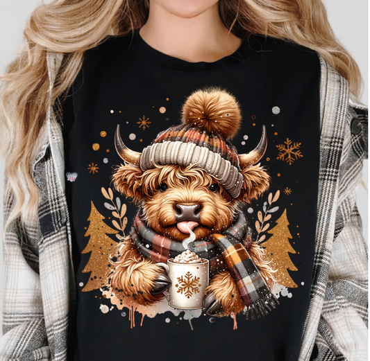 Cute Christmas Highland Cow  DTF Transfer