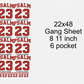 Red with black Trim 22x48 Psalm 23  Gang Sheet Transfer