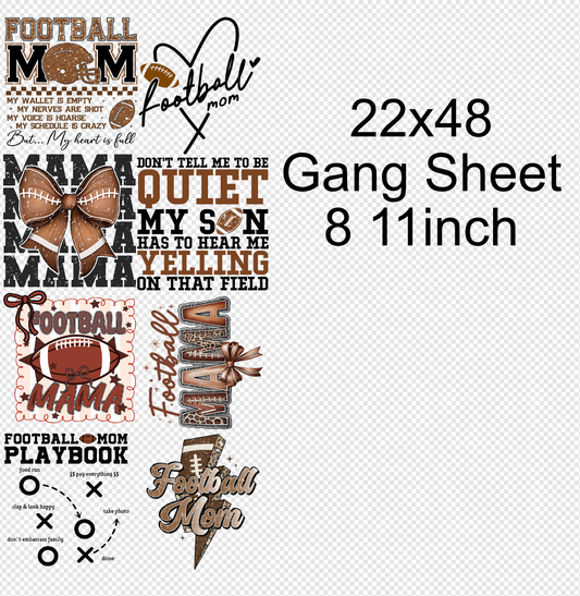 Football Mom 22x48 Gang Sheet Transfer