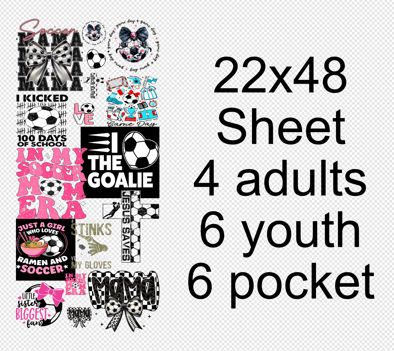 Soccer 2 22x48 Gang Sheet Transfer