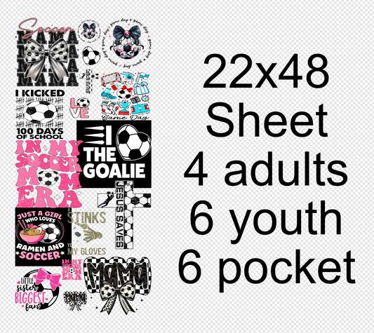 Soccer 2 22x48 Gang Sheet Transfer