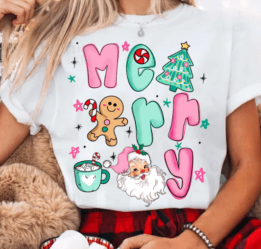 Retro Cute Merry Christmas  DTF Transfer