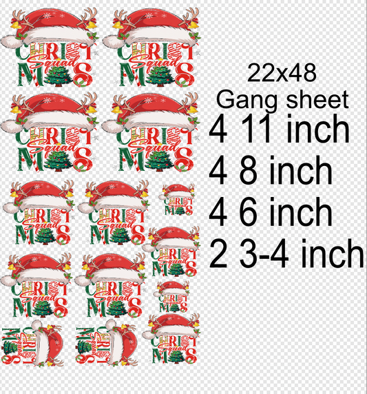 22x48 Christmas Squad Gang Sheet Transfer