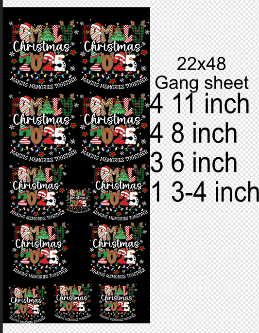 22x48 Family Christmas  Gang Sheet Transfer