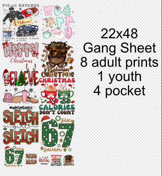 22x48 Christmas  Gang Sheet Volume 2 Transfer