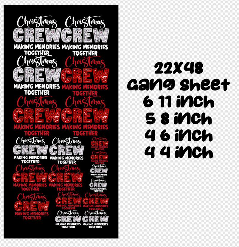 22x48 Christmas Crew Gang Sheet Transfer