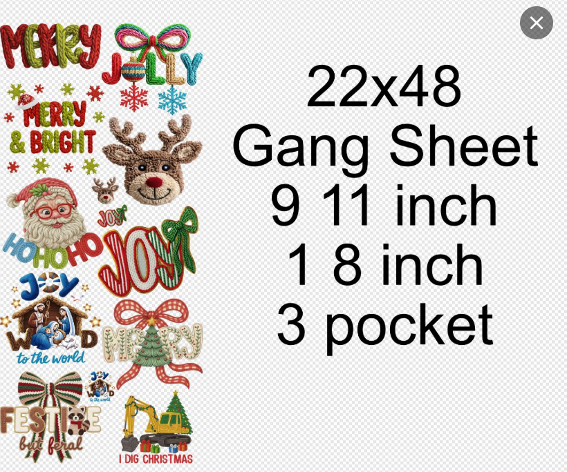 22x48 Christmas Yarn  Sheet Transfer