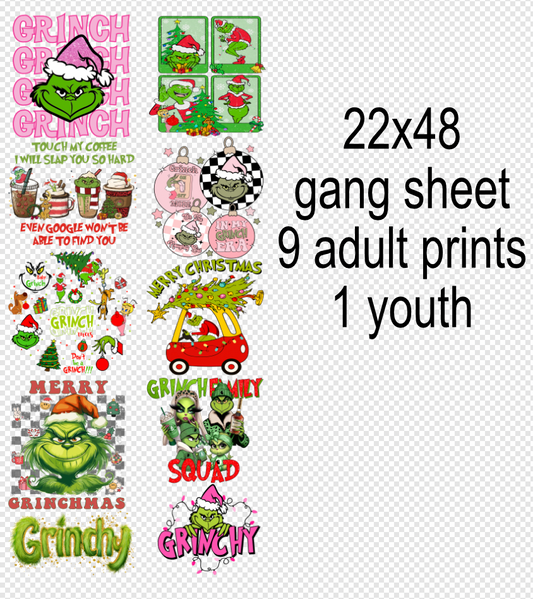 22x48 Grinchmas Gang Sheet Volume 1 Transfer