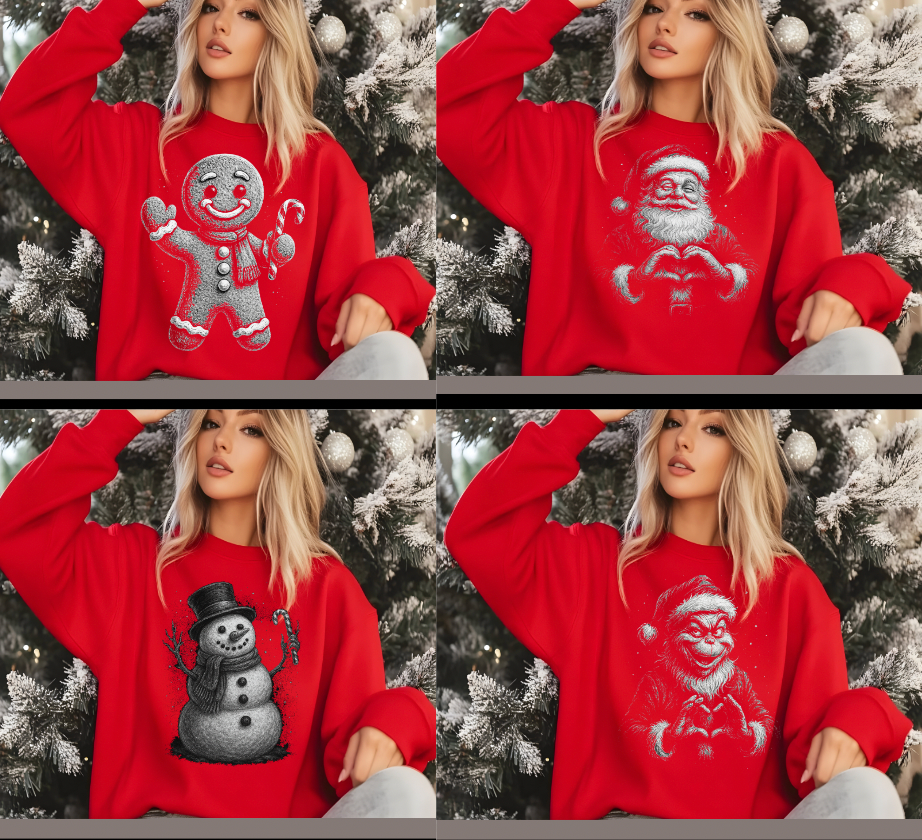 Vintage Classic Christmas  Bundle 4 Prints DTF  Transfers