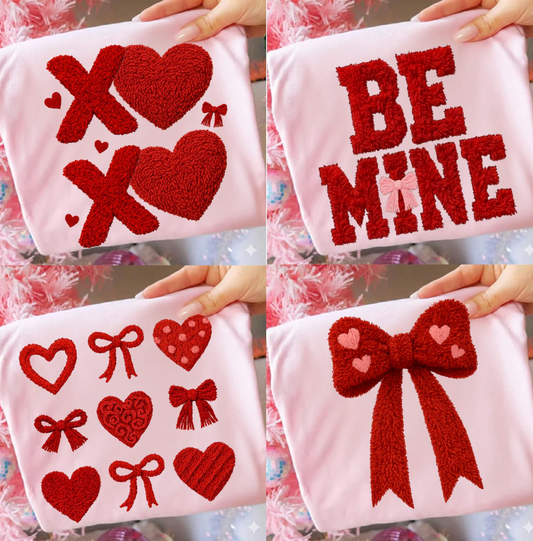 Faux Yarn Coquette Valentine  Bundle 4 Prints DTF  Transfers