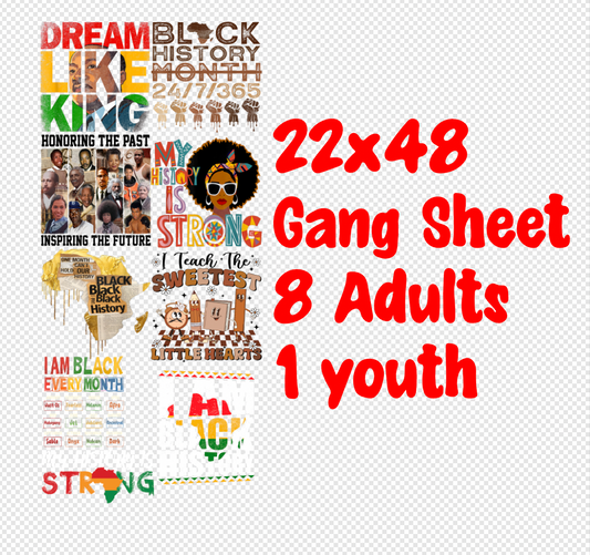 22x48 Black History Volume 2 Gang Sheet Transfer