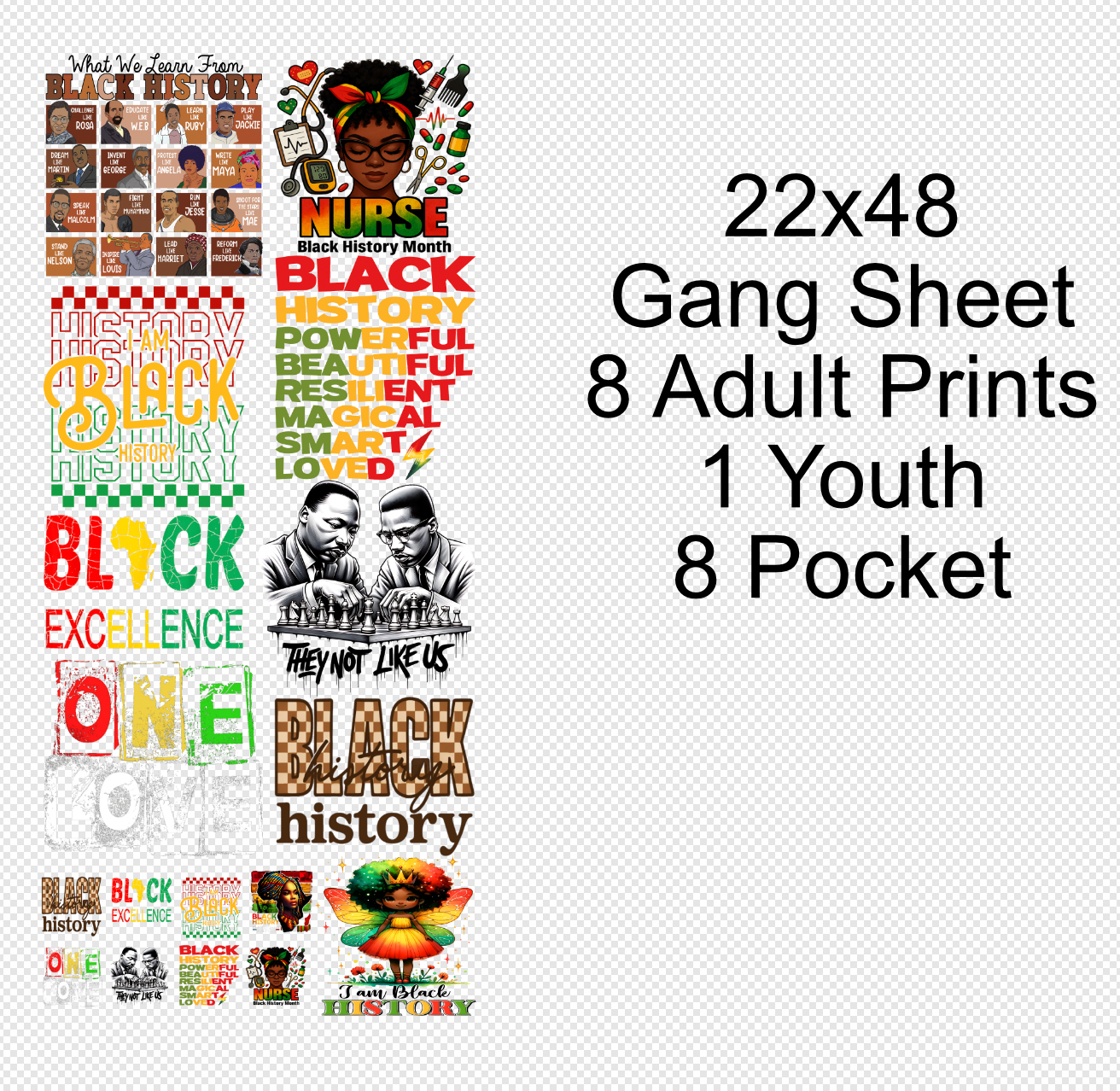 22x48 Black History Volume 3 Gang Sheet Transfer