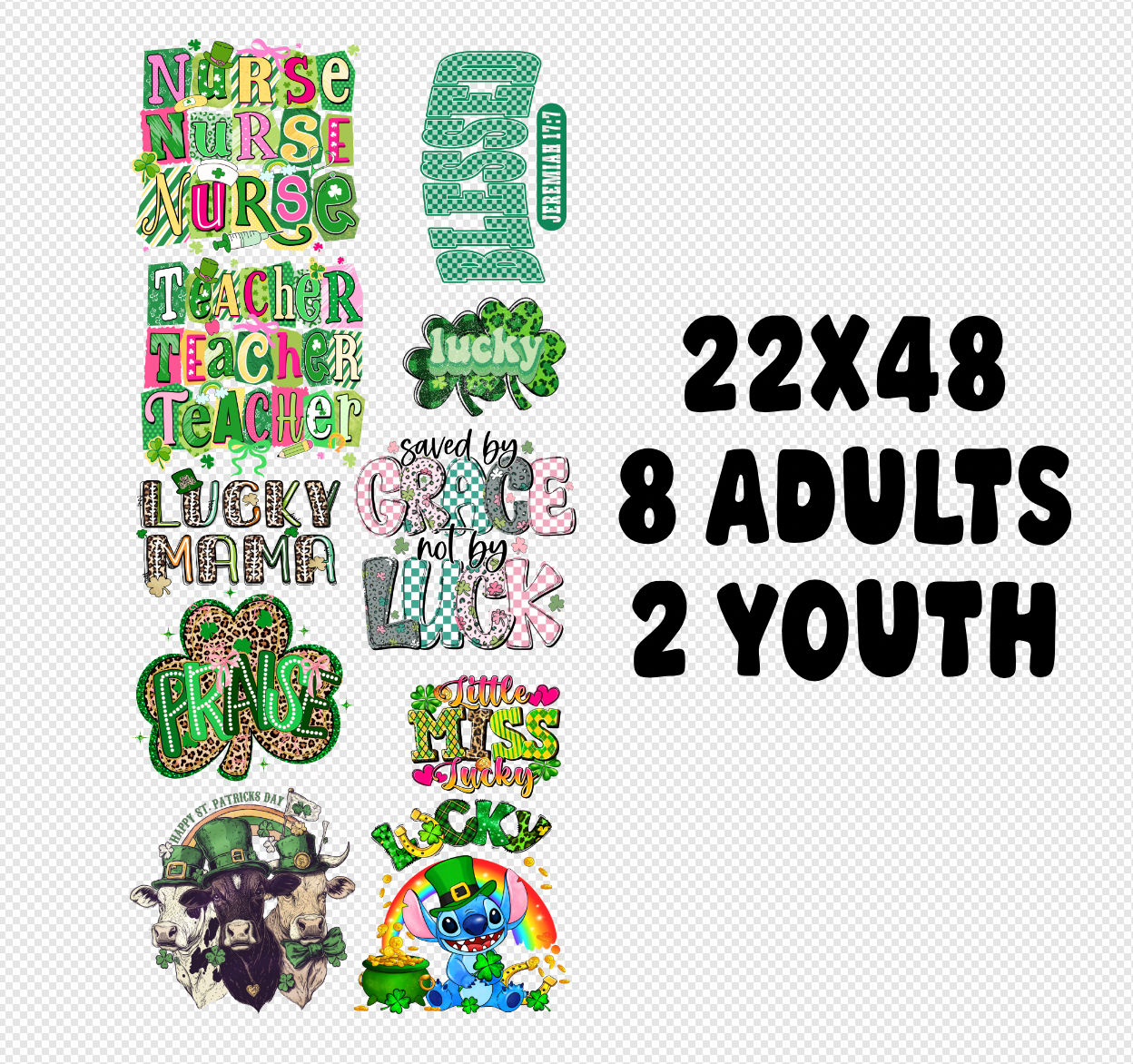 22x48 St. Patricks Day Gang Sheet Transfer