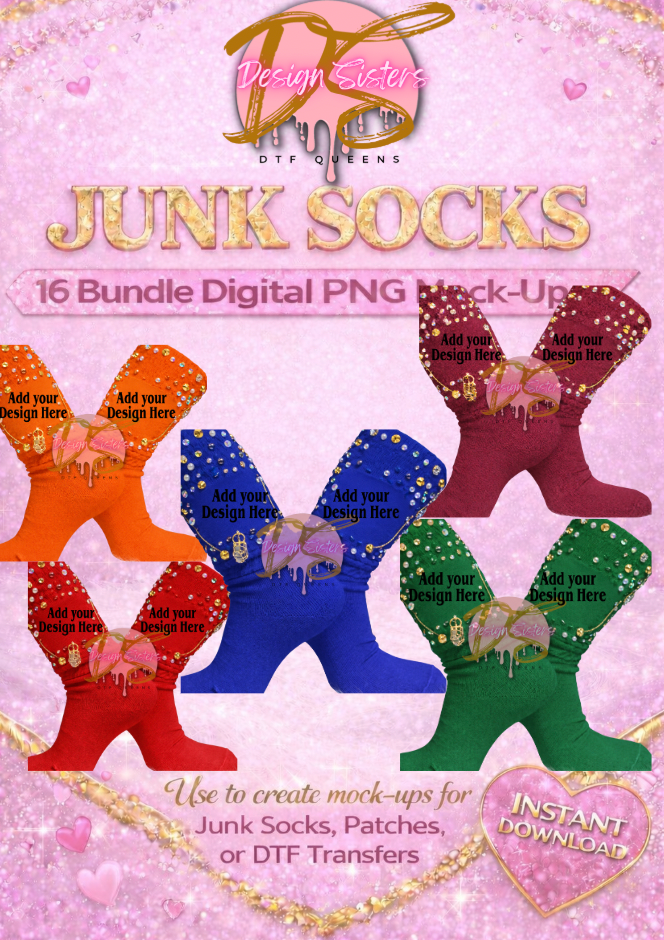 16 Junk Socks Mockups PNG Bundle (These are not Socks), Custom Junk Socks, Blank Junk Socks