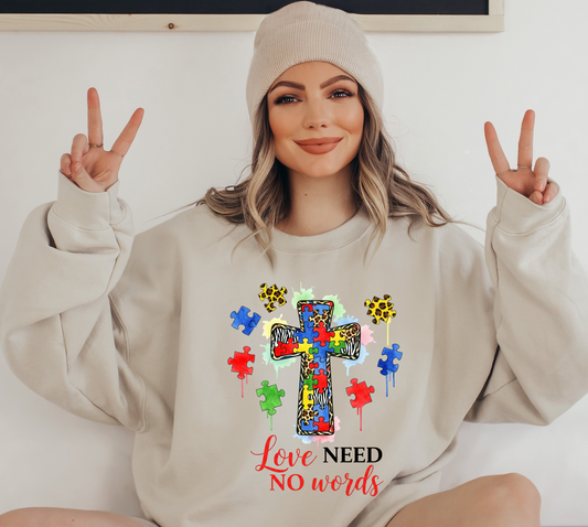 Love Need No Words Autism DTF TRANSFERS , HEAT TRANSFERS, AUTISM