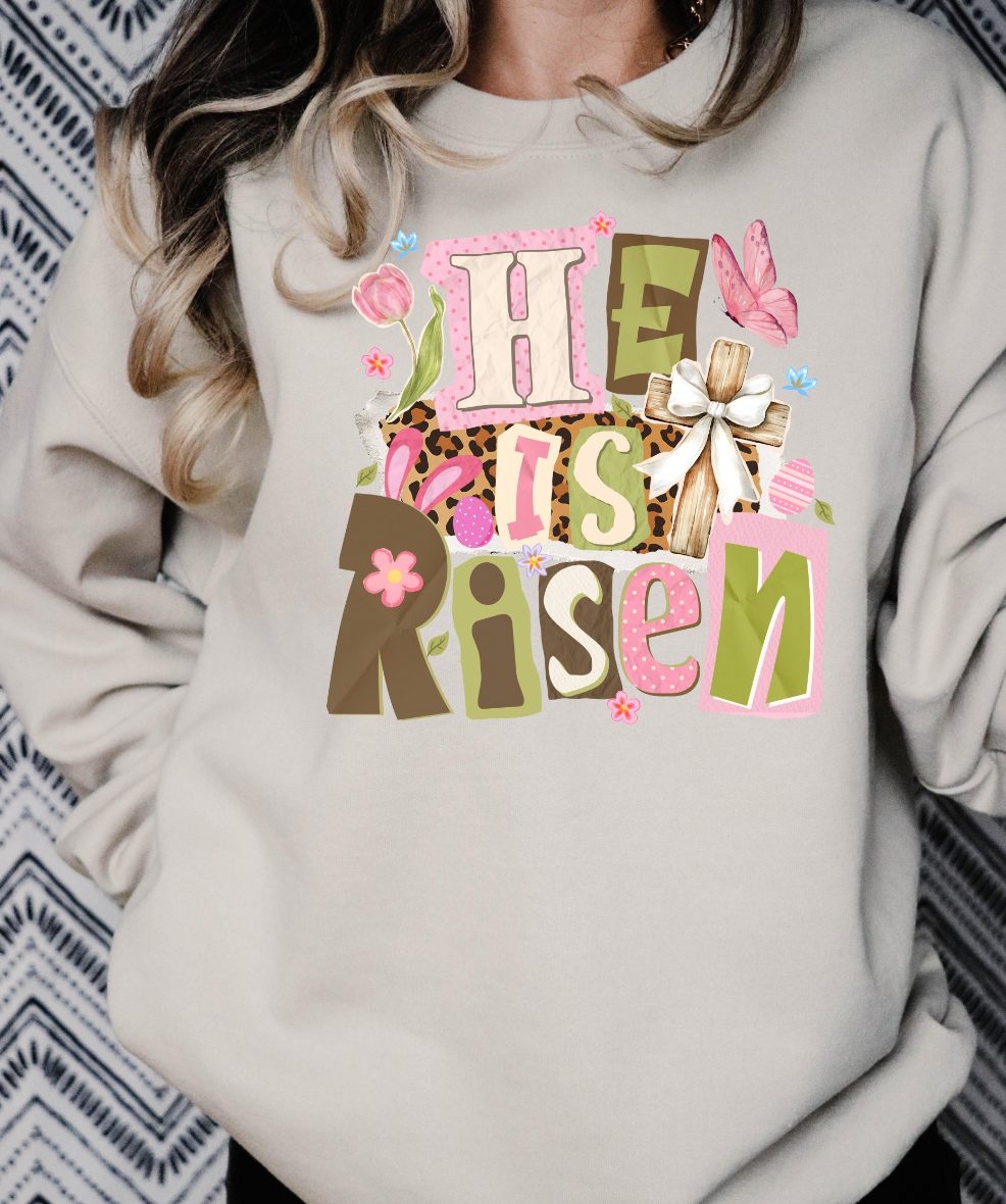 Floral He Is Risen DTF Transfer | Ready to Press Christian Heat Transfer
