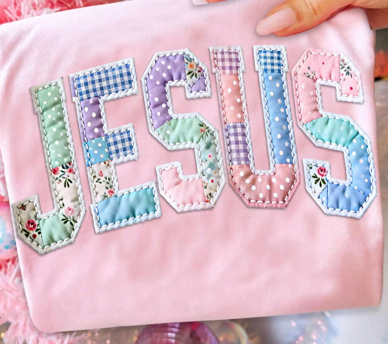 Embroidered Faux Jesus  DTF Transfers | Ready to Press Heat Transfers for T-Shirts