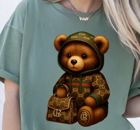 Luxe Hustler Bear DTF Transfers | Ready to Press Heat Transfers for T-Shirts
