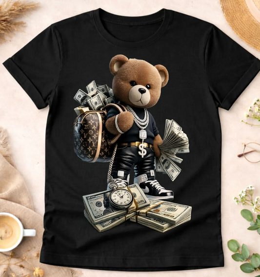 Money Teddy DTF Transfers | Ready to Press Heat Transfers for T-Shirts