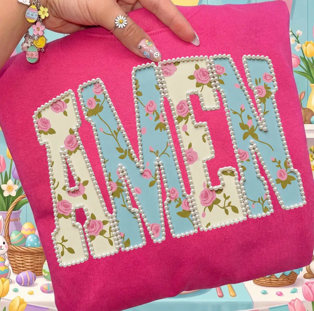 Floral Amen Pearls DTF Transfers | Ready to Press Heat Transfers for T-Shirts