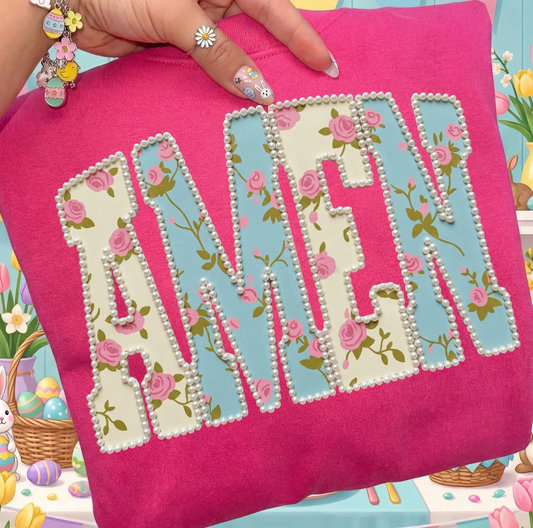 Floral Amen Pearls DTF Transfers | Ready to Press Heat Transfers for T-Shirts