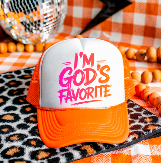 Im God's Favorite Pink and Orange Hat Print DTF