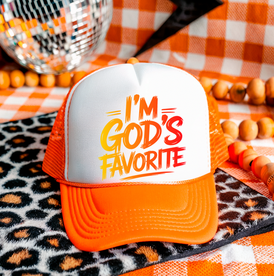 Im God's Favorite yellow and Orange Hat Print DTF