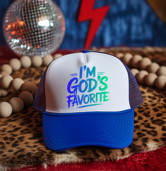 Im God's Favorite Green and Blue  Hat Print DTF