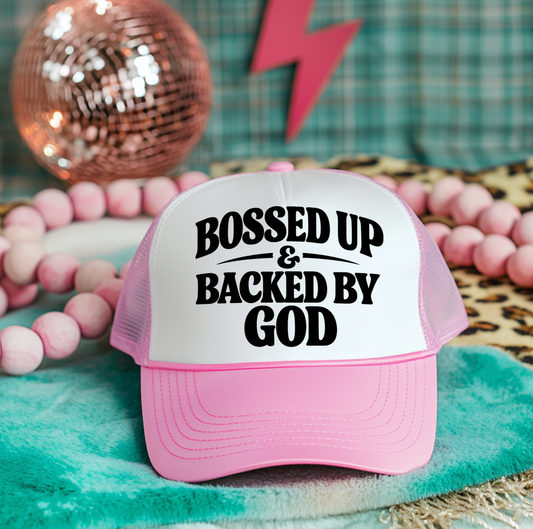 Bossed up and Backed by God  DTF Hat Transfer