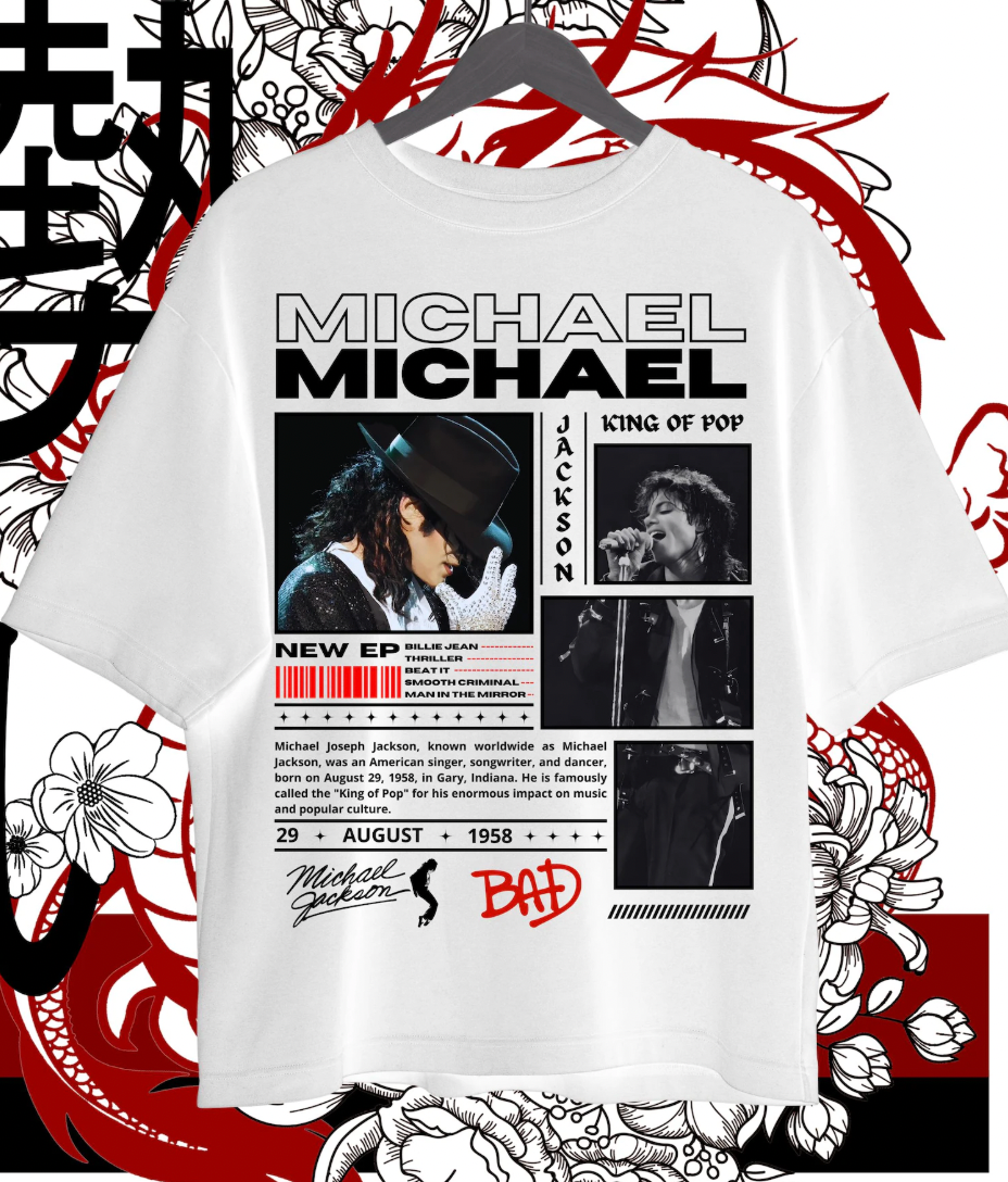 Vintage 90s Michael Jackson Black  text  DTF TRANSFER