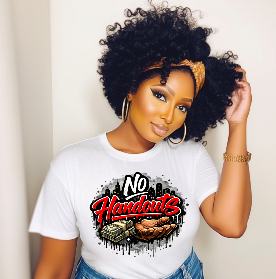 No Handouts PNG | Hustle Mindset Shirt Design | Money Graphic Tee Design | Streetwear PNG | DTF Transfer File | Entrepreneur Shirt PNG