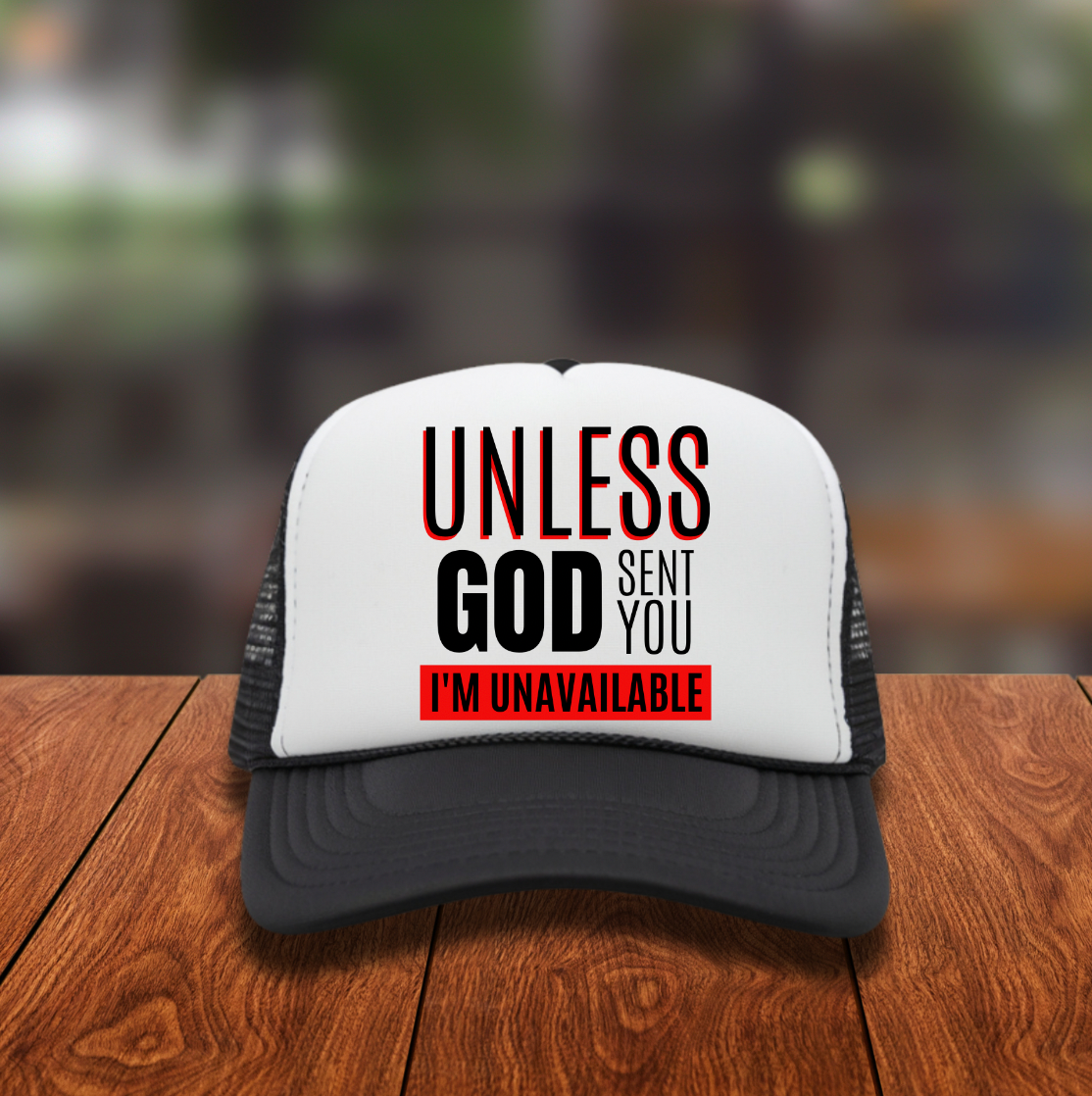 black font Unavailable Hat DTF TRANSFER