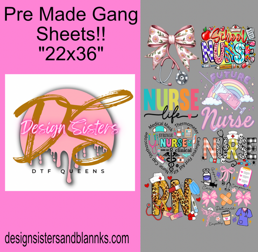 22x36 Nurse DTF GANG SHEET/ HEAT TRANSFERS