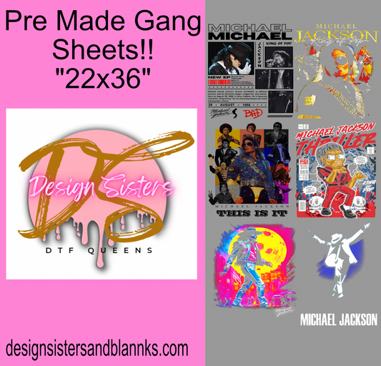 22x36 Michael Jackson DTF GANG SHEET/ HEAT TRANSFERS