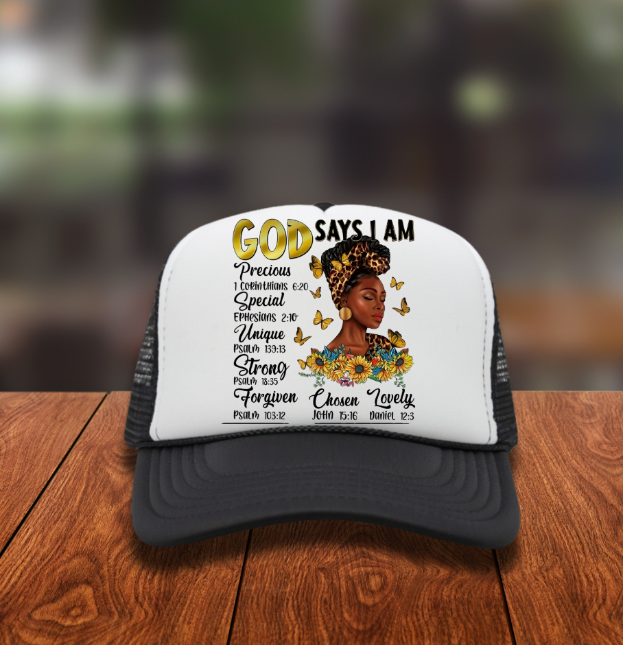 God says with Lady  DTF Hat Transfers